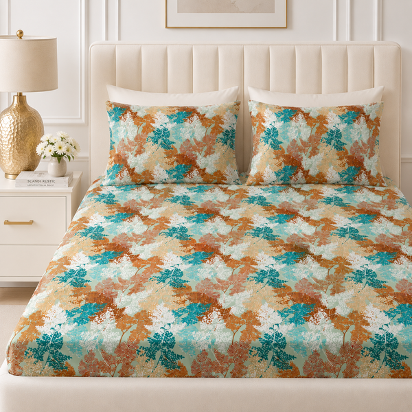 Floral Charm Reversible Lightweight AC Dohar | Double Bed Dohar | Sky Blue