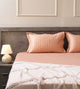 Classic Quilted Pillows Bedsheet Set | 300 TC | 100% Satin Cotton | Apricot