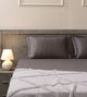 Classic Quilted Pillows Bedsheet Set | 300 TC | 100% Satin Cotton | Dark Grey