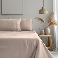 Classic Royale King Bedsheet Set | 400 TC | 100% Satin Cotton | 2 Pillow Covers | Blush
