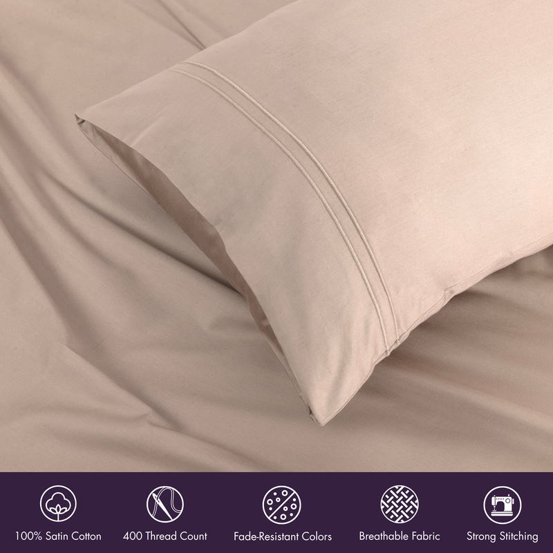 Classic Royale King Bedsheet Set | 400 TC | 100% Satin Cotton | 2 Pillow Covers | Blush