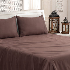 Classic Royale King Bedsheet Set | 400 TC | 100% Satin Cotton | 2 Pillow Covers | Coffee