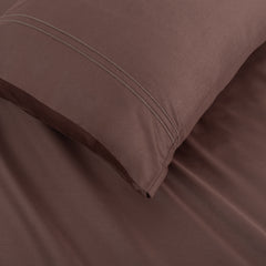 Classic Royale King Bedsheet Set | 400 TC | 100% Satin Cotton | 2 Pillow Covers | Coffee