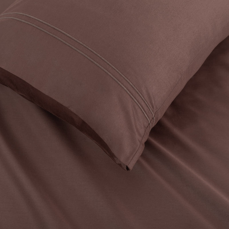 Classic Royale King Bedsheet Set | 400 TC | 100% Satin Cotton | 2 Pillow Covers | Coffee