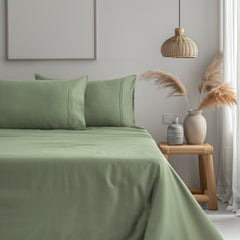Classic Royale King Bedsheet Set | 400 TC | 100% Satin Cotton | 2 Pillow Covers | Moss