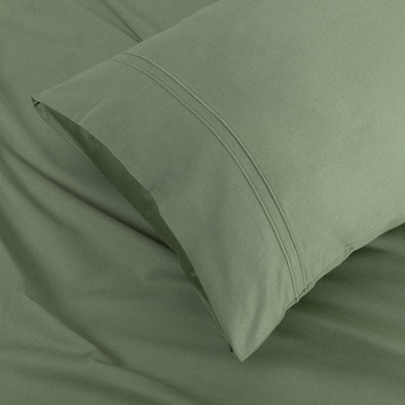Classic Royale King Bedsheet Set | 400 TC | 100% Satin Cotton | 2 Pillow Covers | Moss