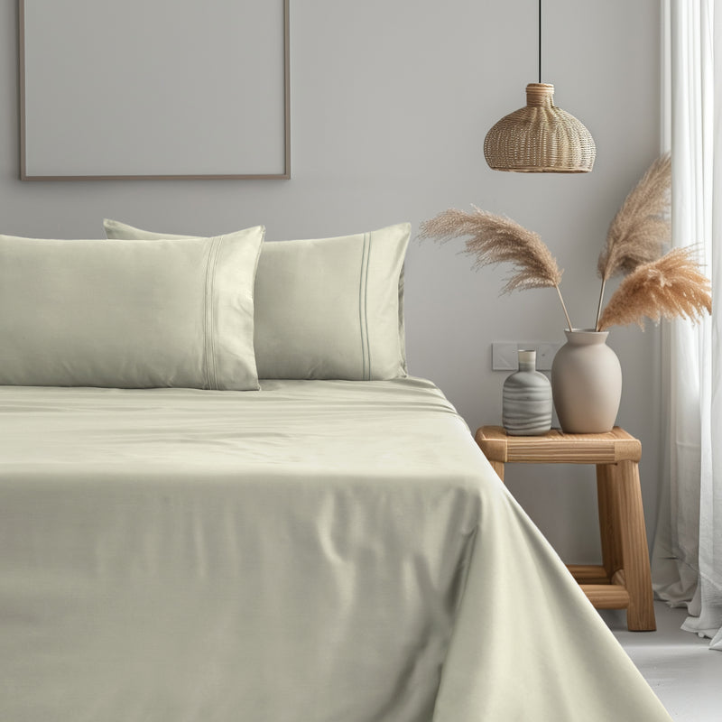 Classic Royale King Bedsheet Set | 400 TC | 100% Satin Cotton | 2 Pillow Covers | Pearl