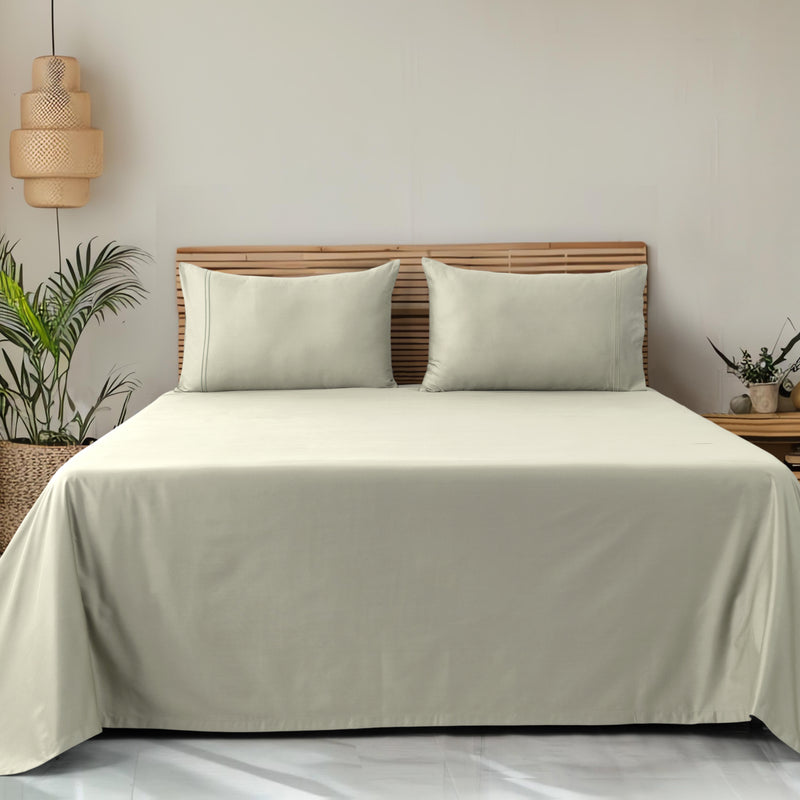 Classic Royale King Bedsheet Set | 400 TC | 100% Satin Cotton | 2 Pillow Covers | Pearl