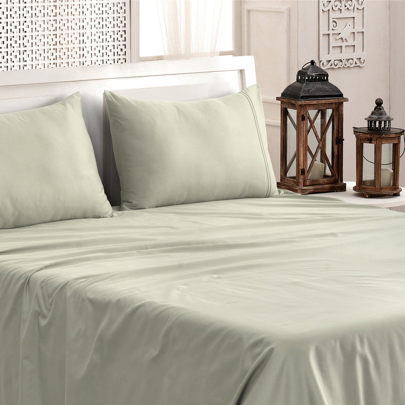 Classic Royale King Bedsheet Set | 400 TC | 100% Satin Cotton | 2 Pillow Covers | Pearl