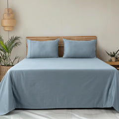 Classic Royale King Bedsheet Set | 400 TC | 100% Satin Cotton | 2 Pillow Covers | Sky Blue