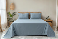 Classic Royale King Bedsheet Set | 400 TC | 100% Satin Cotton | 2 Pillow Covers | Sky Blue