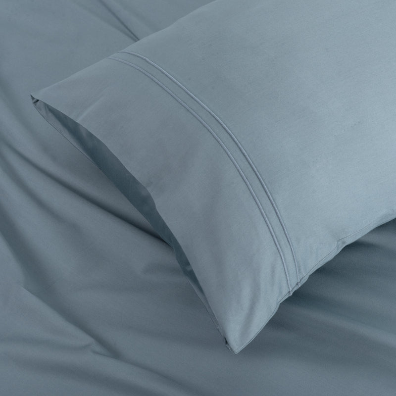 Classic Royale King Bedsheet Set | 400 TC | 100% Satin Cotton | 2 Pillow Covers | Sky Blue