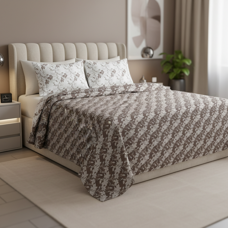 Dual Harmony King Bedsheet Set | 300 TC | 100% Pure Cotton | Brown
