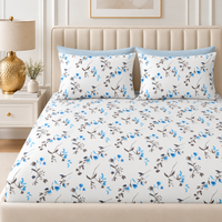 Azure Reverie King Size Bedsheet Set | 210 TC Perkale | 100% Pure Cotton