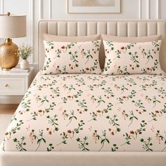 Sage & Petal King Size Bedsheet Set | 210 TC Perkale | 100% Pure Cotton