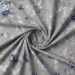 Floral Hush King Bedsheet Set | 400 TC | 100% Pure Cotton | 2 Pillow Covers | Grey
