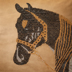 Golden Horse Embellished Cushion Cover - 16x16
