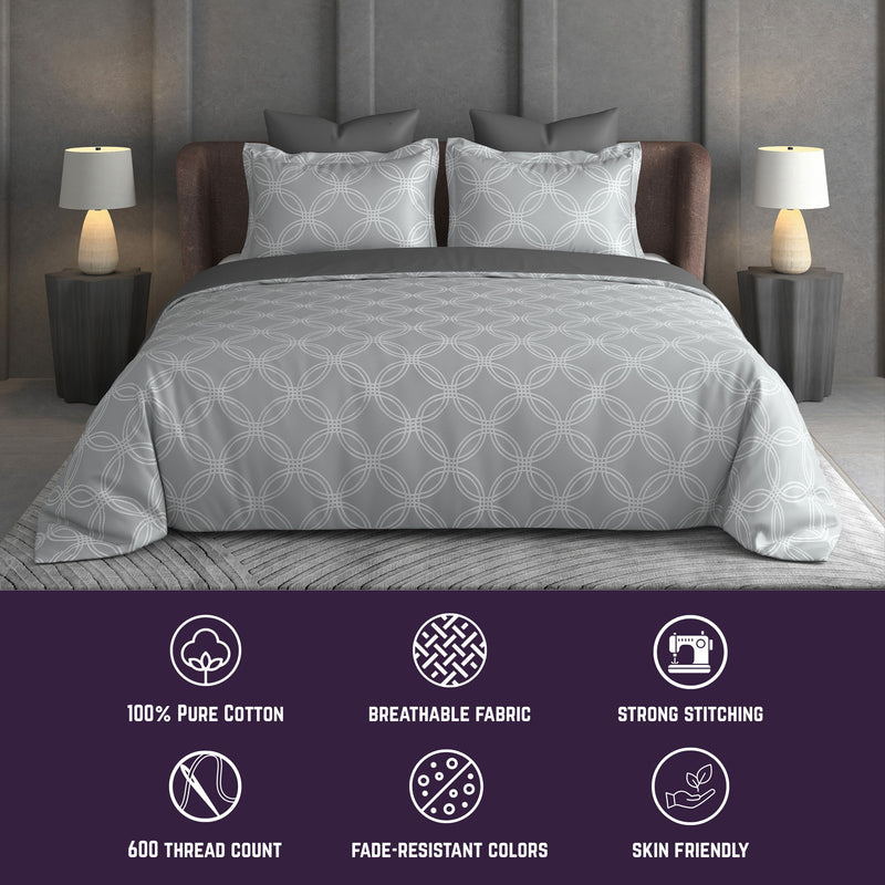 Halo Weave Bedsheet Set | 600 TC | 100% Satin Cotton | Grey