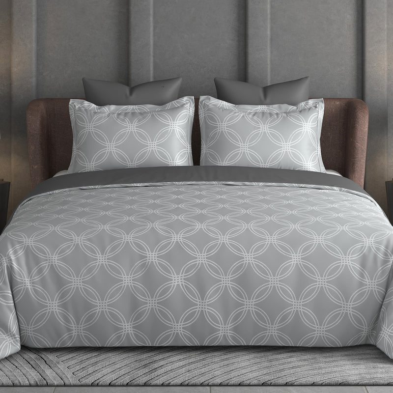 Halo Weave Bedsheet Set | 600 TC | 100% Satin Cotton | Grey