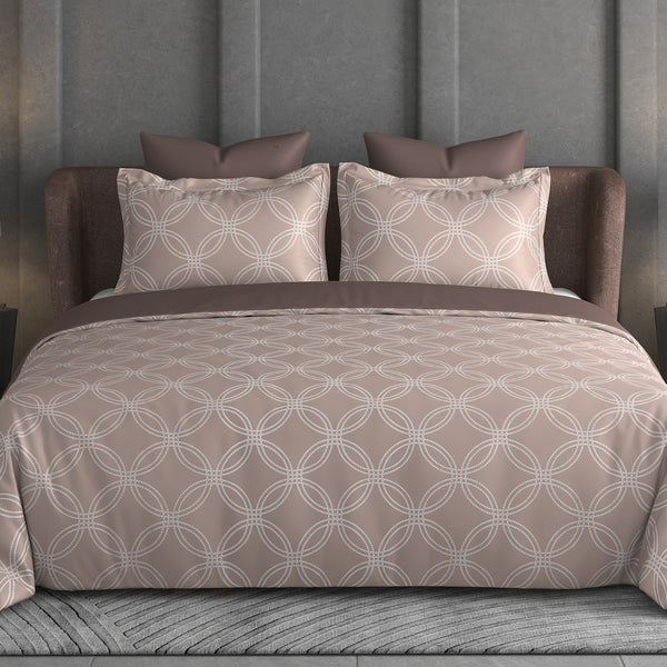 Halo Weave Bedsheet Set | 600 TC | 100% Satin Cotton | Soft Mocha