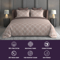 Halo Weave Bedsheet Set | 600 TC | 100% Satin Cotton | Soft Mocha