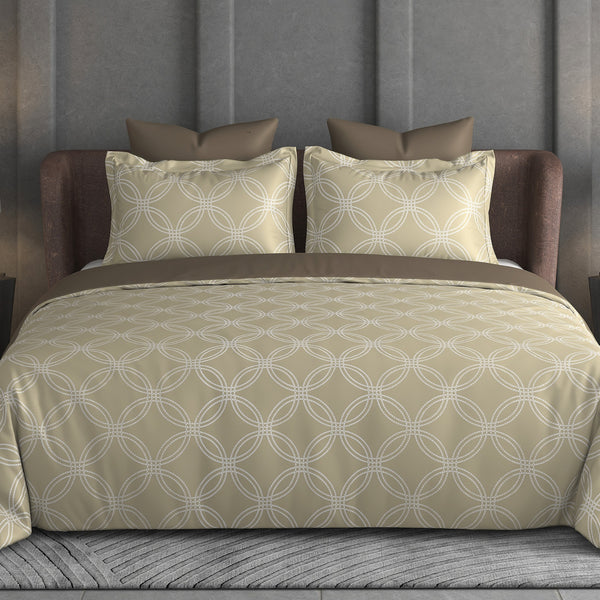 Halo Weave Bedsheet Set | 600 TC | 100% Satin Cotton | Warm Beige