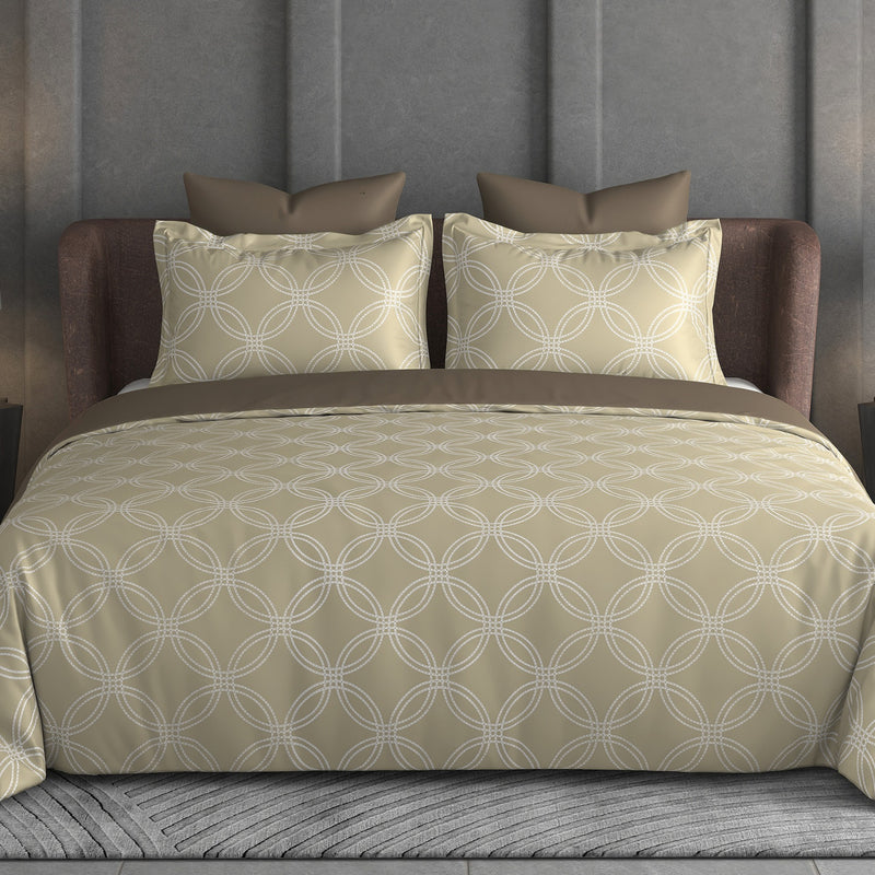 Halo Weave Bedsheet Set | 600 TC | 100% Satin Cotton | Warm Beige