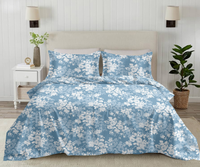 Heavenly Florals King Bedsheet Set | 300 TC | 100% Pure Cotton | Blue