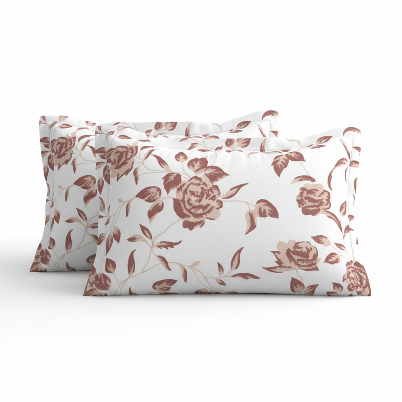 Heritage Bloom Bedsheet Set | 600 TC | 100% Satin Cotton | Dusty Rose
