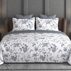 Heritage Bloom Bedsheet Set | 600 TC | 100% Satin Cotton | Grey