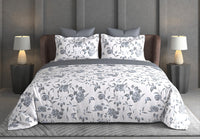 Heritage Bloom Bedsheet Set | 600 TC | 100% Satin Cotton | Grey