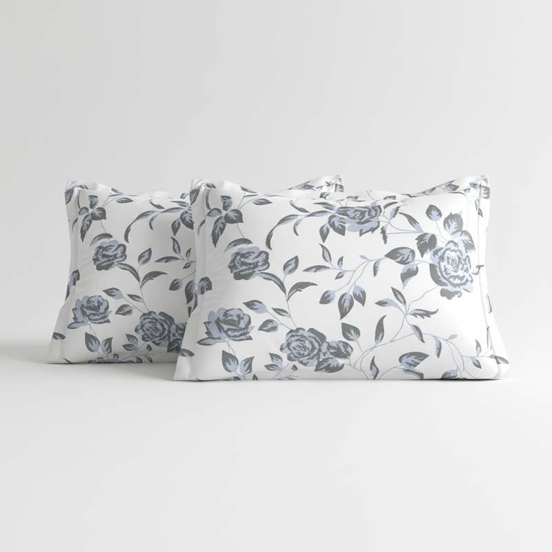 Heritage Bloom Bedsheet Set | 600 TC | 100% Satin Cotton | Grey