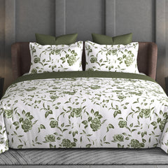 Heritage Bloom Bedsheet Set | 600 TC | 100% Satin Cotton | Olive