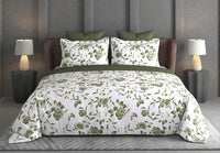 Heritage Bloom Bedsheet Set | 600 TC | 100% Satin Cotton | Olive