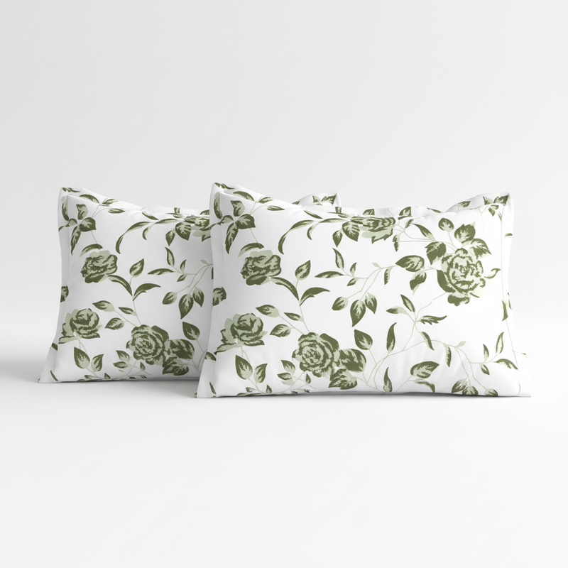 Heritage Bloom Bedsheet Set | 600 TC | 100% Satin Cotton | Olive