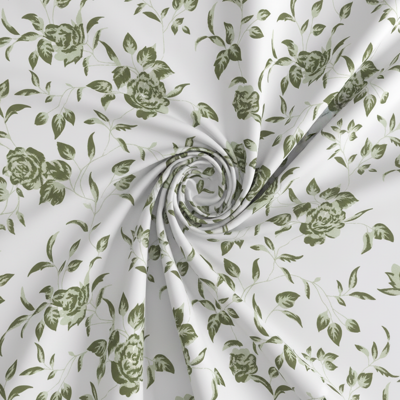 Heritage Bloom Bedsheet Set | 600 TC | 100% Satin Cotton | Olive