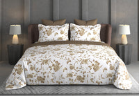 Heritage Bloom Bedsheet Set | 600 TC | 100% Satin Cotton | Sand Gold