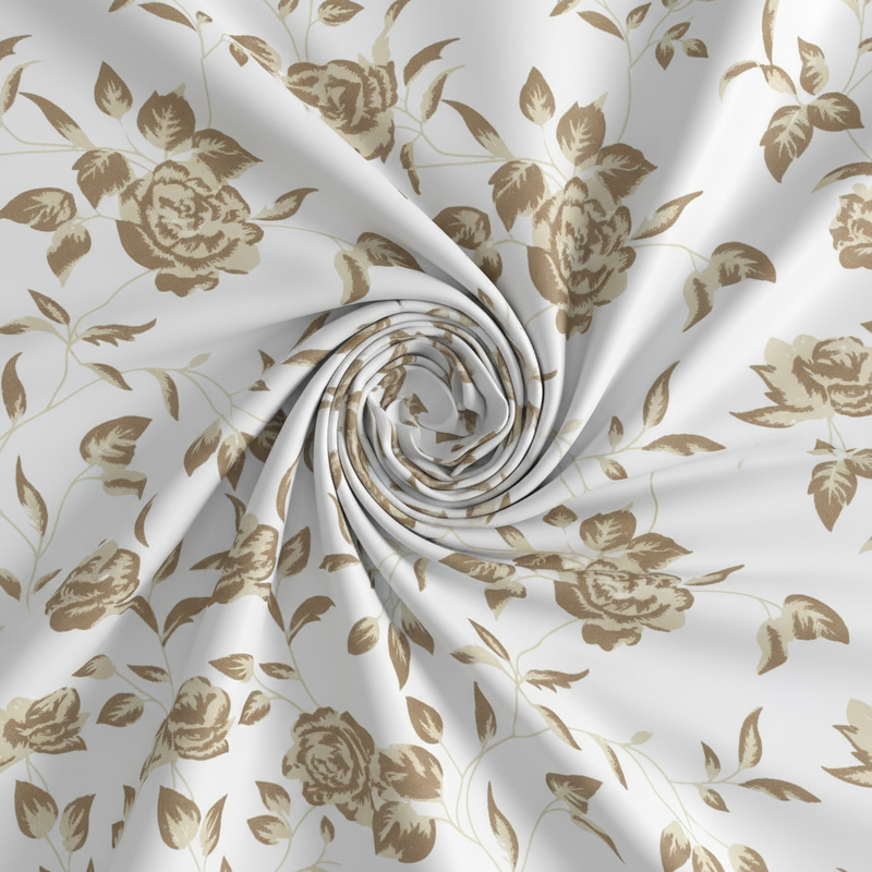 Heritage Bloom Bedsheet Set | 600 TC | 100% Satin Cotton | Sand Gold
