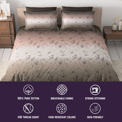 Hushed Horizon King Bedsheet Set | 400 TC | 100% Pure Cotton | 2 Pillow Covers | Dusty Rose