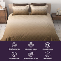 Hushed Horizon King Bedsheet Set | 400 TC | 100% Pure Cotton | 2 Pillow Covers | Sandstone