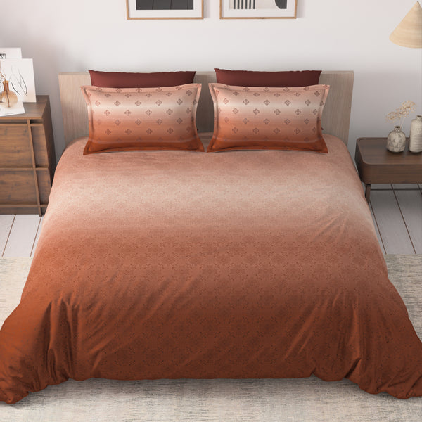 Hushed Horizon King Bedsheet Set | 400 TC | 100% Pure Cotton | 2 Pillow Covers | Terracotta