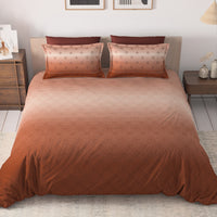 Hushed Horizon King Bedsheet Set | 400 TC | 100% Pure Cotton | 2 Pillow Covers | Terracotta