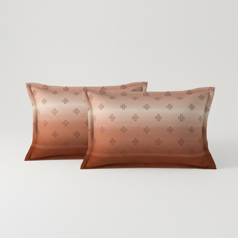 Hushed Horizon King Bedsheet Set | 400 TC | 100% Pure Cotton | 2 Pillow Covers | Terracotta