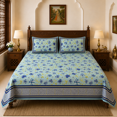 Jal Mahal Jaipuri King Size Bedsheet | 100% Pure Cotton | Rangrez Collection