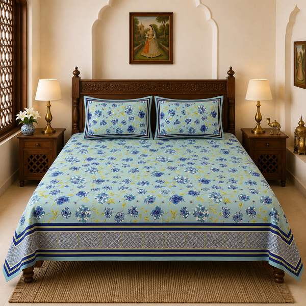 Jal Mahal Jaipuri King Size Bedsheet | 100% Pure Cotton | Rangrez Collection