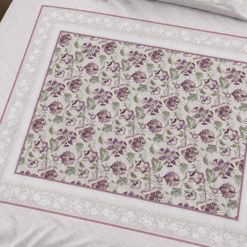 Floral patterned fabric with a white background