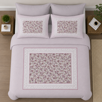 Lilac Garden Artisinal King Bedsheet Set | 300 TC | 2 Pillow Covers