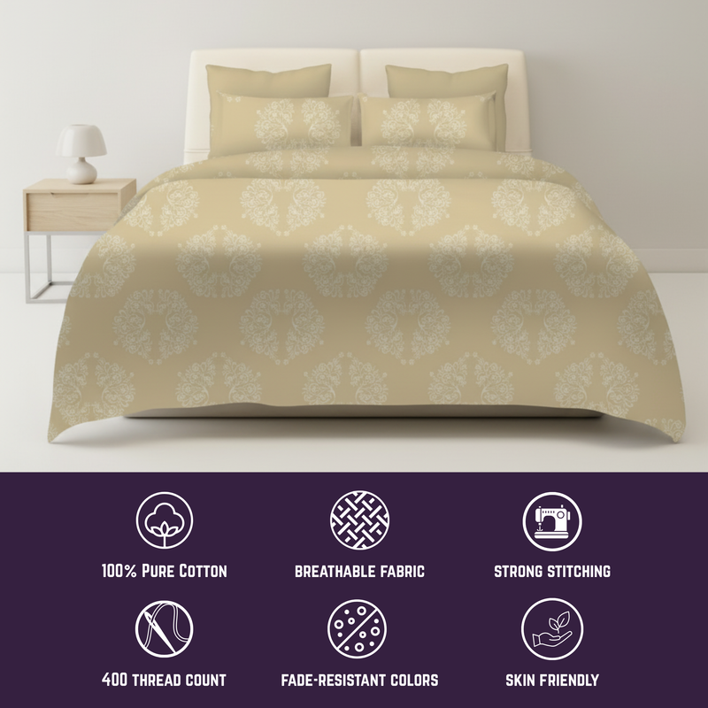 Majestic Weave King Bedsheet Set | 400 TC | 100% Pure Cotton | 2 Pillow Covers