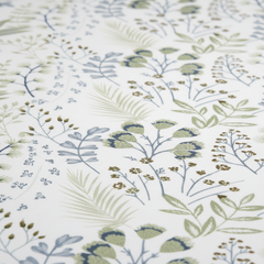Close-up of floral and leaf pattern on fabric