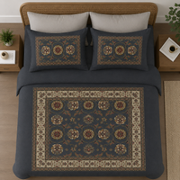 Midnight Mughal Artisinal King Bedsheet Set | 300 TC | 2 Pillow Covers